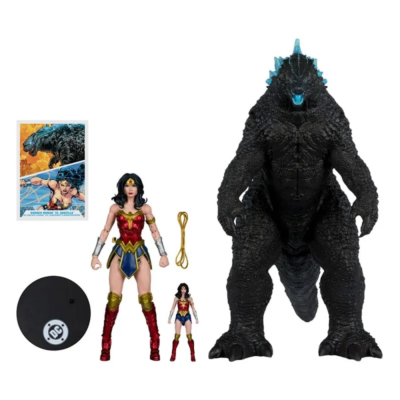 DC JUSTICE LEAGUE MONSTERVERSE DC MULTIVERSE ACTION FIGURES 2-PACK WONDER WOMAN VS ATOMIC BLAST GODZILLA 18 CM